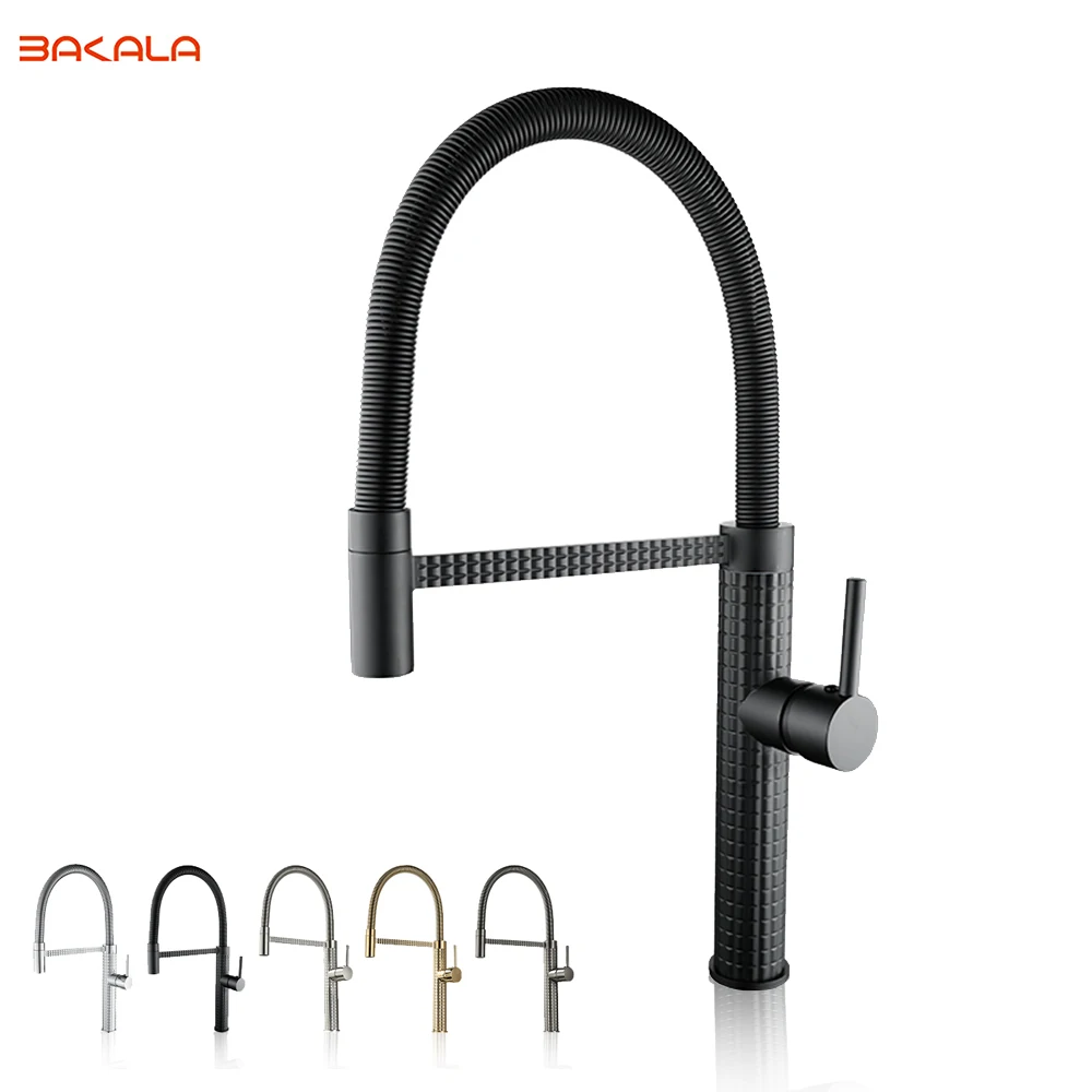 

Black Brass Kitchen Faucet High-end Light Luxury Design Single Hole Single Handle Pull-out Cold And Hot Double Control Sink Tap