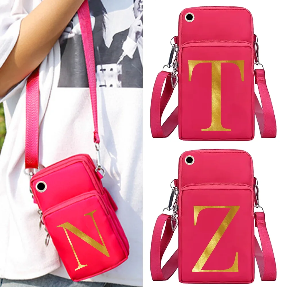 Mobile Phone Bag Women Fashion Crossbody Case Wallets Card Holder Outdoor Sports Accessories Bags Letter Print Cell Phone Pouch