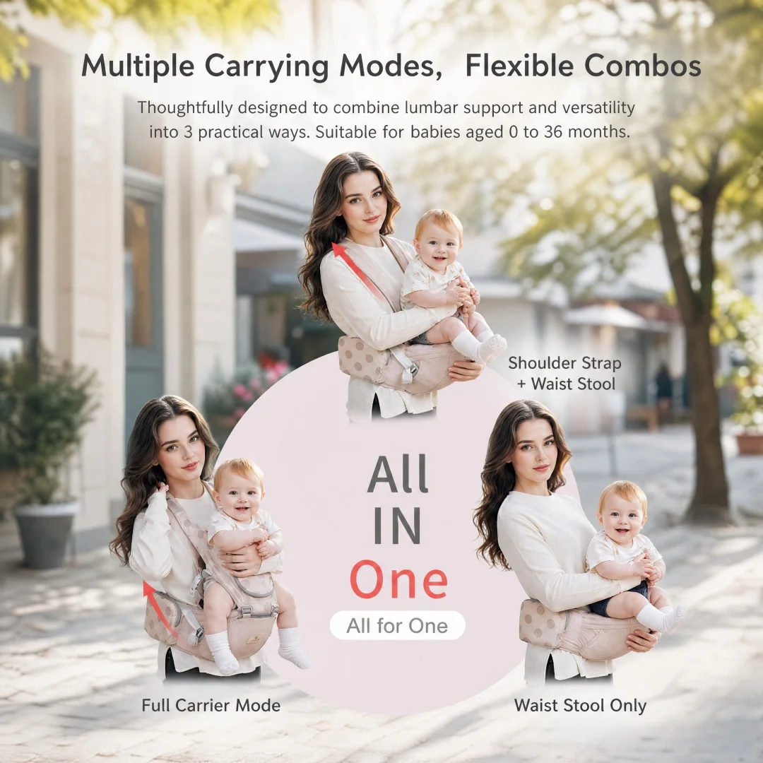 Baby lumbar stool carrier, multi-functional diagonal hugging type for all seasons, does not strangle shoulders, frees hands, bre