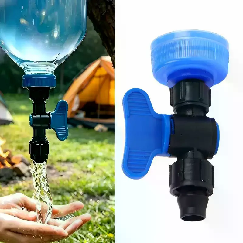 Universal Double Lock Bypass Valve Portable Water Tap Bottle Adapter Valve Camping Faucet Nozzle For Outdoor Picnic Hiking