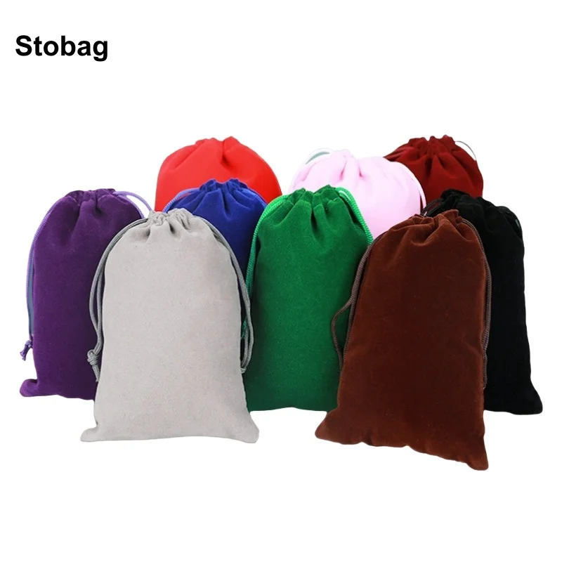

StoBag 50pcs Wholesale Velvet Drawstring Bags Small Flannel Jewelry Gift Storage Packaging Portable Pocket Organizer Pouches
