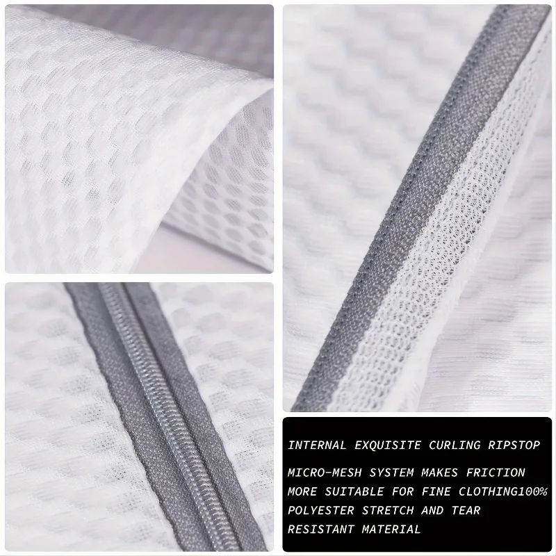 3/6 PCS Honeycomb Mesh Laundry Bags | Machine Washable Reusable Anti Entanglement Storage Bag with Zipper Closure, 12x16 Inches view 5