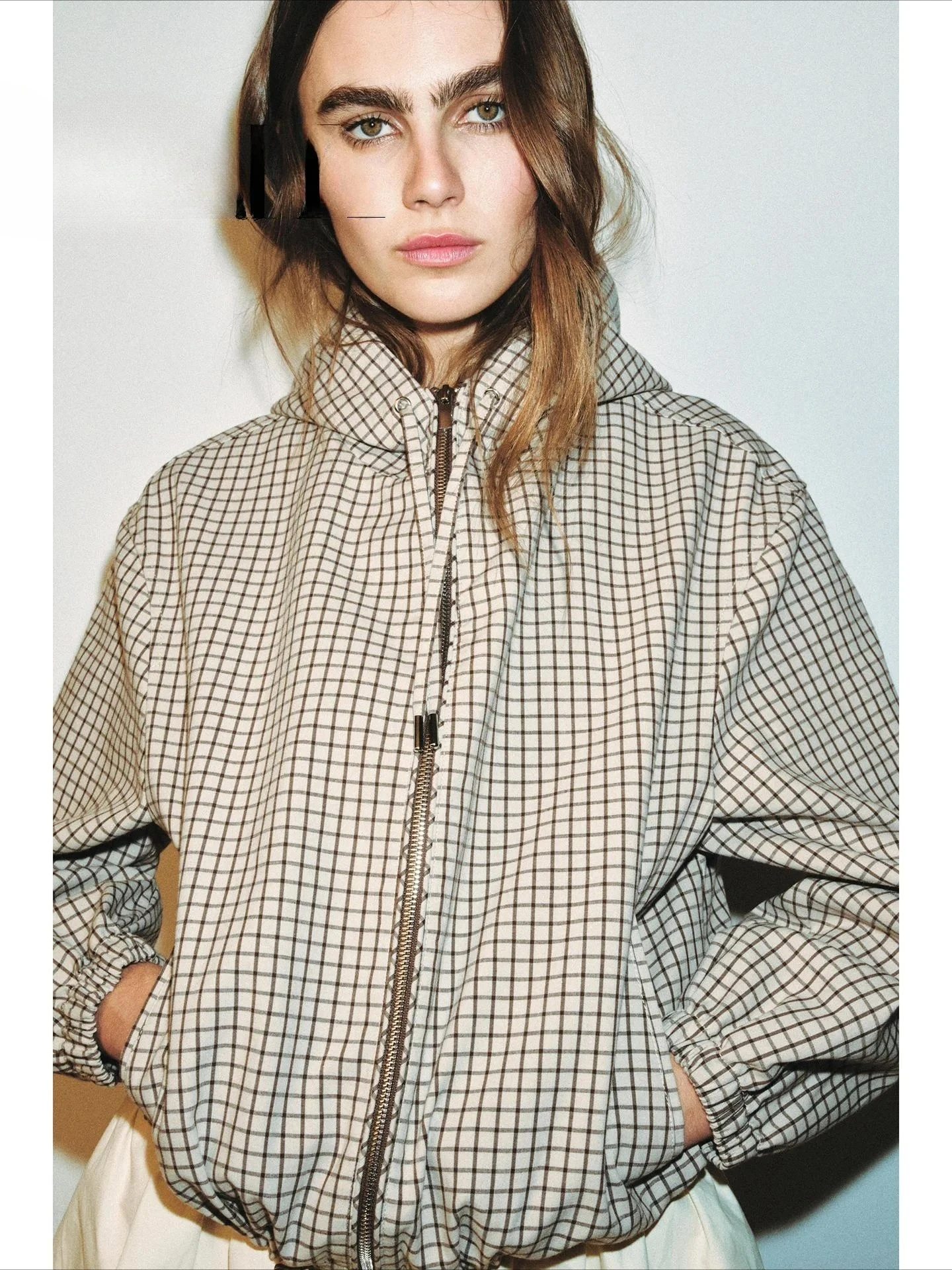 YYAHAHAS Summer Women's Casual Style Drawstring Waist Slim Fit Plaid Hooded Jacket Short Length Zipper Closure Long Sleeve Coat