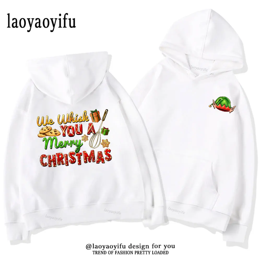 We Which You A Merry Christmas 2024 New Year Hoodies Funny Men Women Fashion Cute Sweatshirt Like Is Short Eat Christmas Cookies