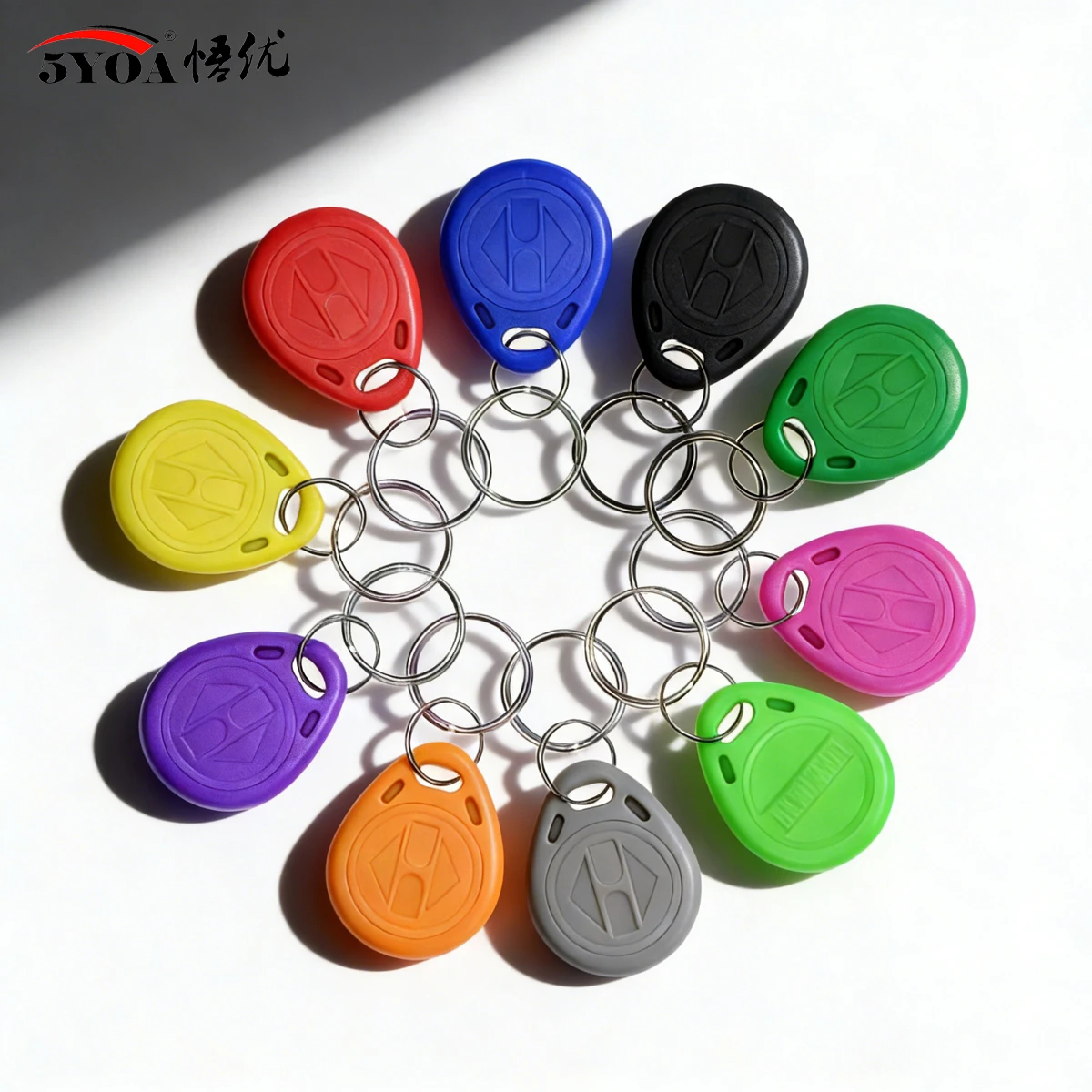 100pcs RFID EM4100 Badge Only Read 125KHz RFID Card Proximity Keyfobs Key Fob Access Control Smart Card 10 Colors TK4100 Keyfob
