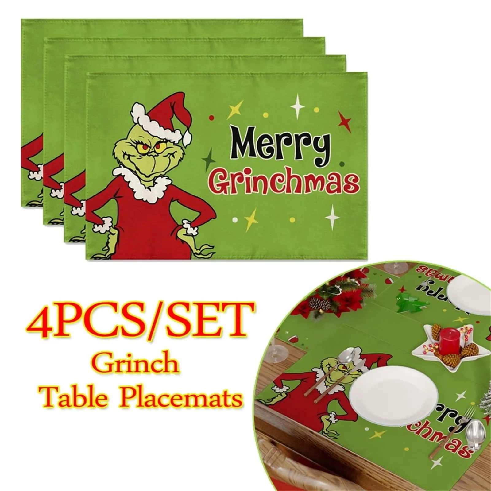 Christmas Series Table Flags Placemat Sets Cross Border New Christmas Green Shirt Placemats
