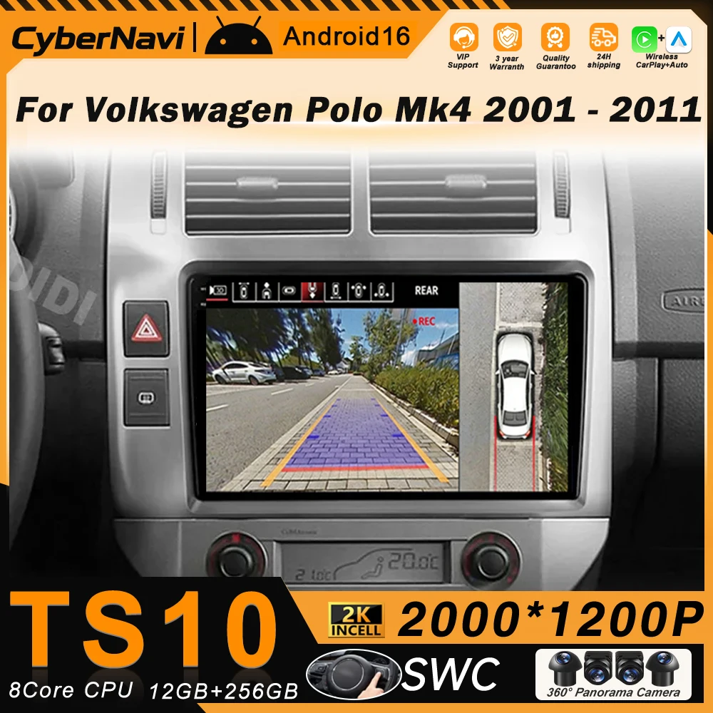 

Автомагнитола Android для VW Volkswagen Polo Mk4 2001-2011, GPS-навигация, мультимедийный видеоплеер, без DVD, Carplay