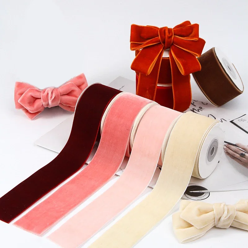 Classic 5yards 6mm-38mm Single Side Velvet Ribbon for Clothing Sewing Supplies DIY Hair Bows Hat Decor Craft Accessories