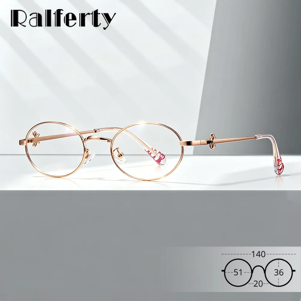 Ralferty Oval Gold Wire Eyeglasses Frame Women Blue Light Glasses Female Bowknot Design New Fashion Prescription Glasses Frame