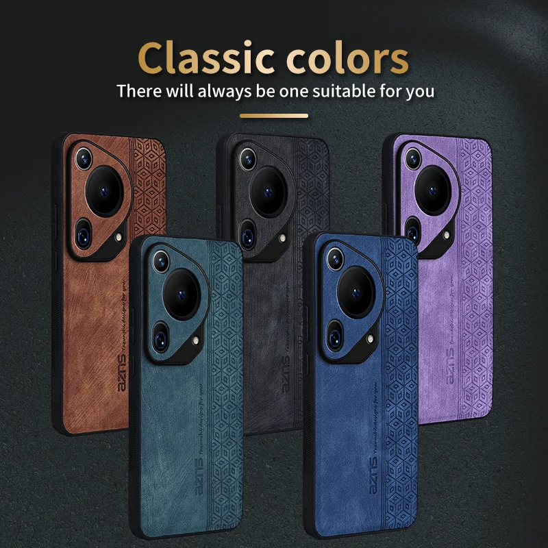 AZNS Luxury 3D Embossed Skin Feel Leather Case for Huawei Pura 70 P70 Pro P70 Ultra Shockproof Rugged Bumper Back Cover Funda