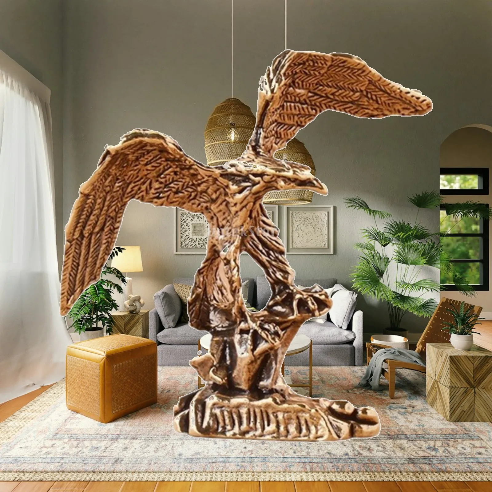 Eagle Ornament Modern Free Stand Feng Shui Desk Ornament Animal Statue Hawk Figurine Copper for Shelf Shelves Office Bookcase