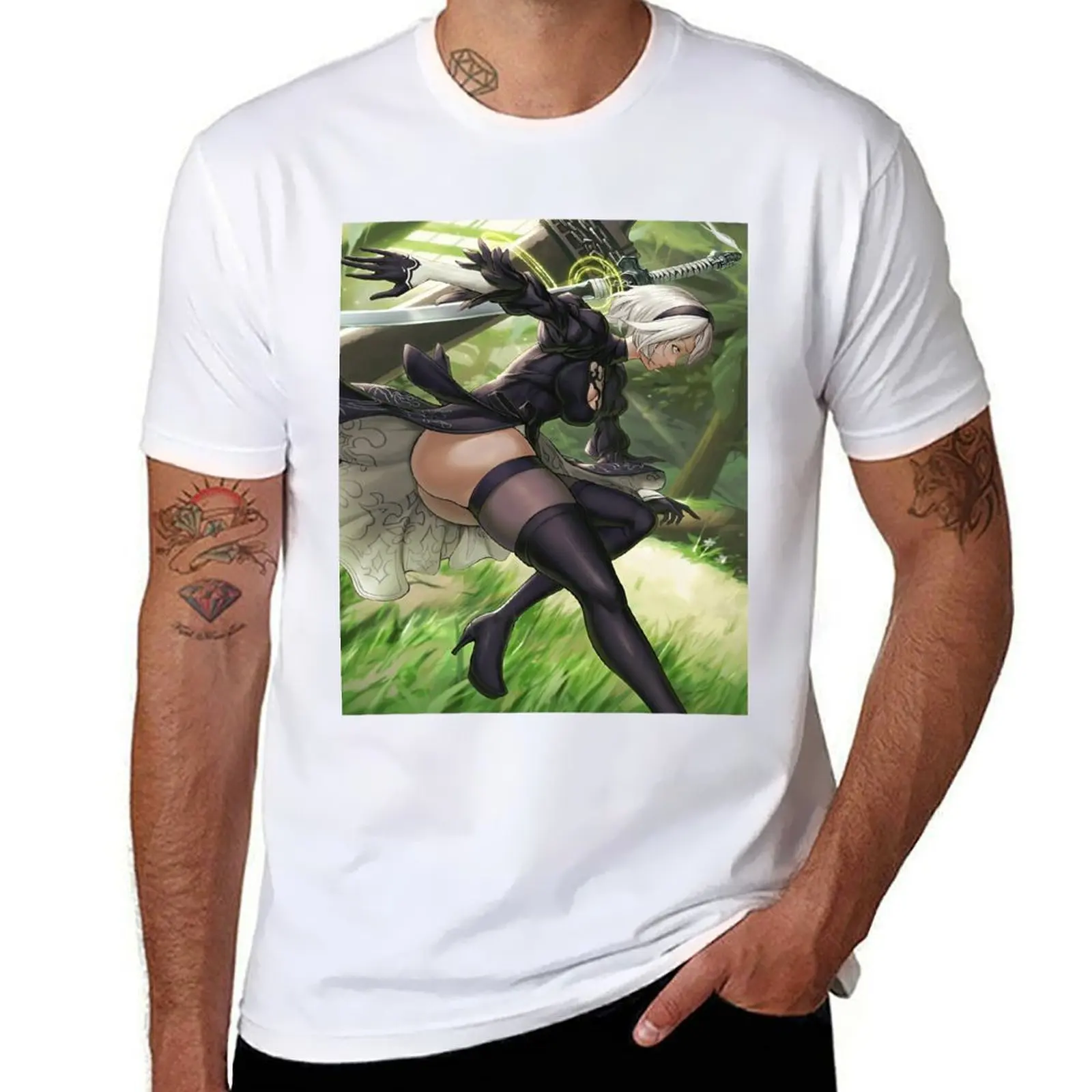 

automata nier T-Shirt Plus Size Solid Color T-Shirt