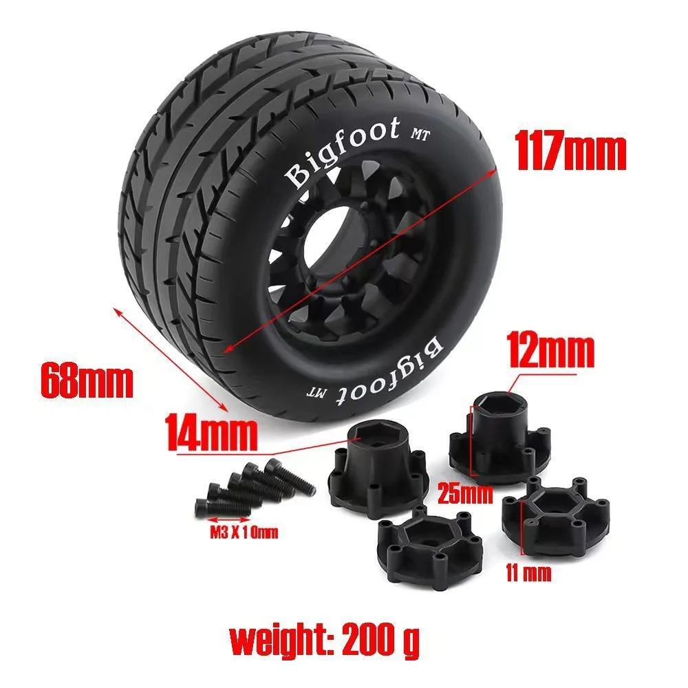 2PCS Bigfoot Tires Wheels 12mm 14mm Hub Hex for 1/10 RC Buggy Monster Truck Car HPI HSP Traxxas Racing Car Upgrade Accessories