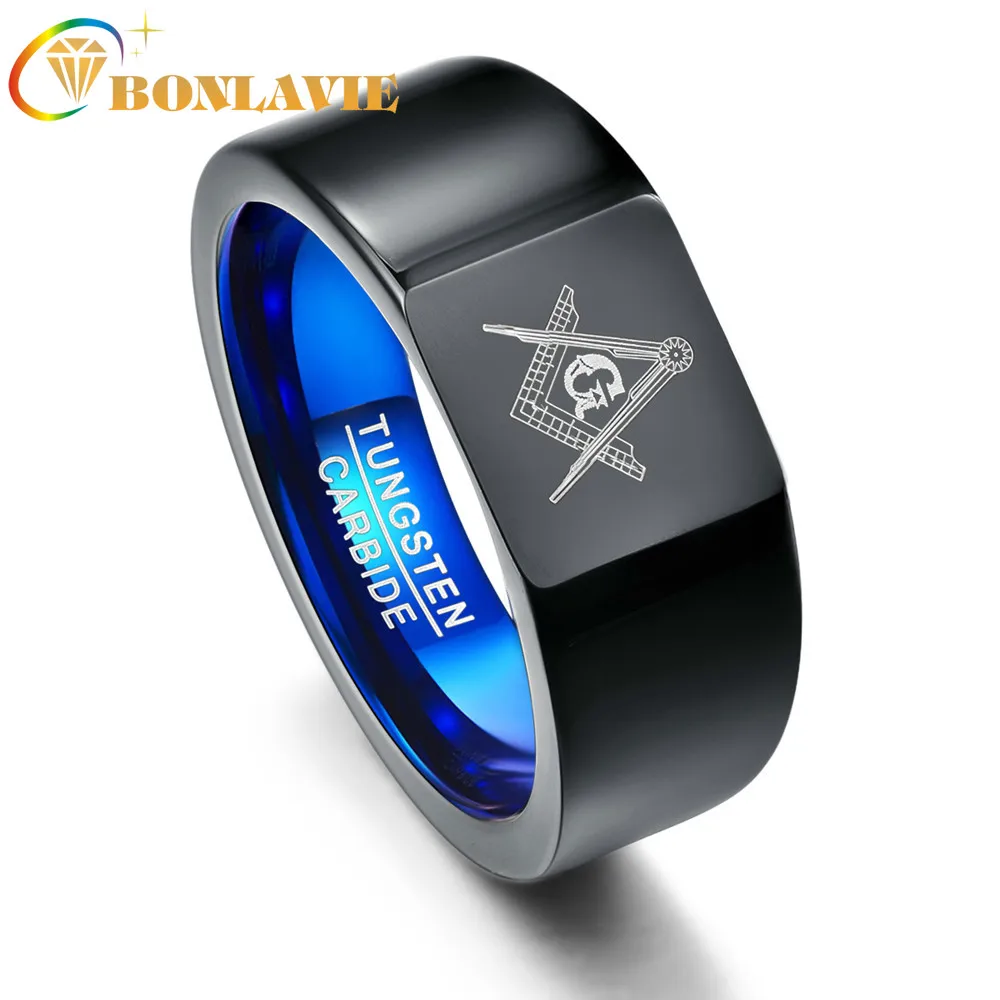 

BONLAVIE 10mm Tungsten Carbide Ring Geometric Figure Polishing Men Women RingsCouple Anillos Wedding Bands AAA Quality