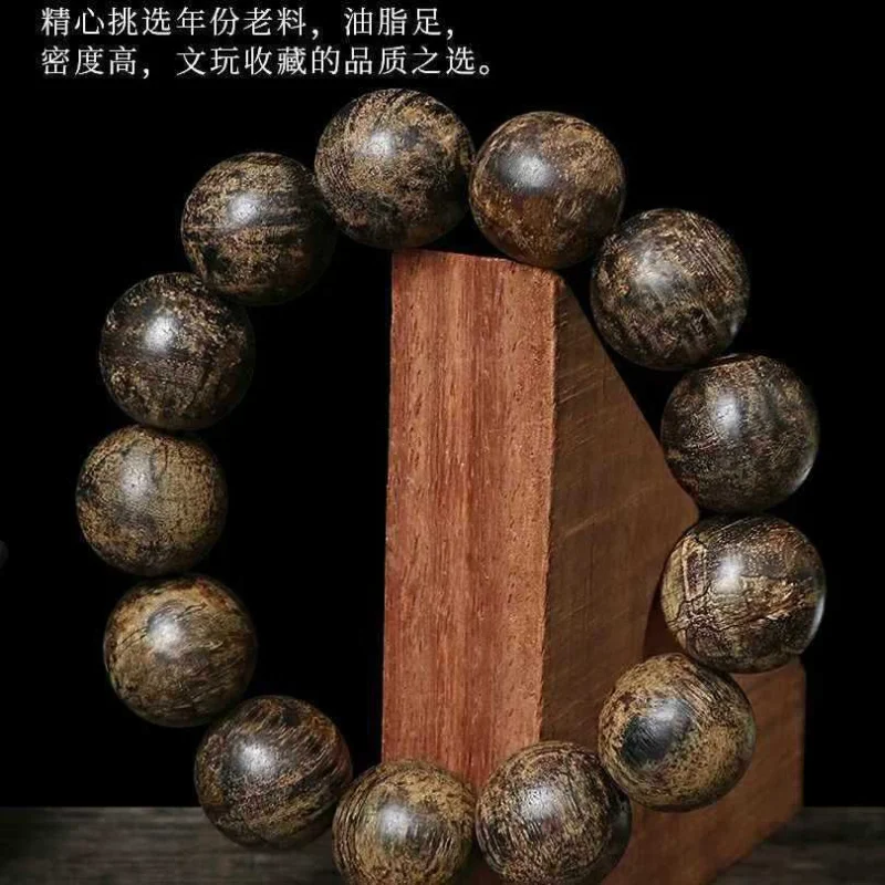 Dala Dried Agarwood Bracelet Genuine Submerged Grade Agarwood Men's Buddhist Prayer Beads Bracelet Natural Material