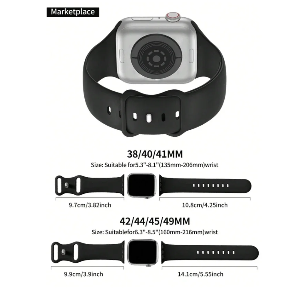 Apple Watch 밴드 여성용 고급 실리콘 루프 10/9/7/38mm 40mm 41mm 42mm 44mm 45mm 46mm 스트랩