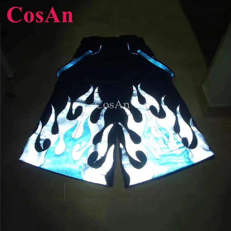 

CosAn Unisex Blue Flame Pattern Ghost Dance Pants Melbourne Shuffle Phat Pants Fluorescent Trousers Luminous Reflective Trousers