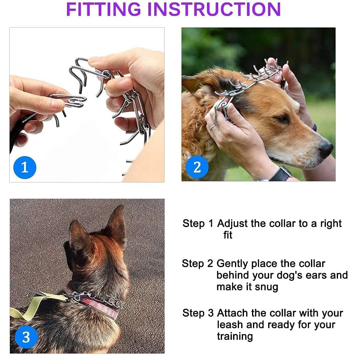 Hundetrainingshalsband mit Schnellverschluss, Verstellbares Edelstahl-Prickelhalsband für Hunde, Nylon-Schutzhülle – Detail 8