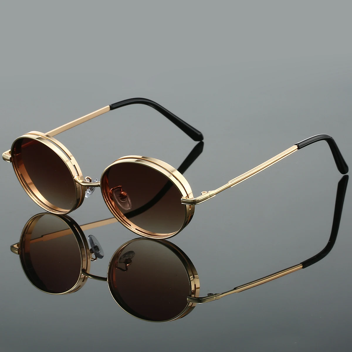 KAMMPT Oval Punk Sunglasses Men 2024 Fashion Gradient Multi-color Outdoor Shades Women Trendy Luxury Brand Design Sun Glasses