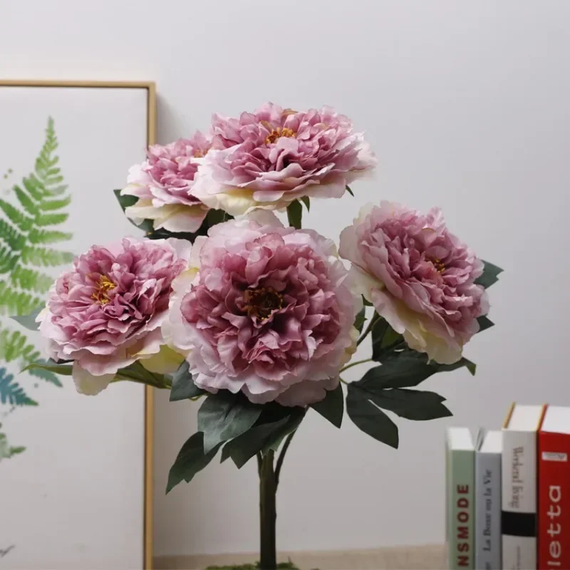 Simulation five Peony Silk Flowers Bouquet Home Living Room Table Decoration Wedding Decoration Artificial Flowers Fake Flower