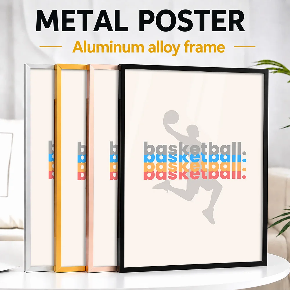 Basketball Dunk Modern Framed Aluminum Metal Poster Customized Photo Bold Action Style Wall Art For Bedroom Memorable Fan Gift