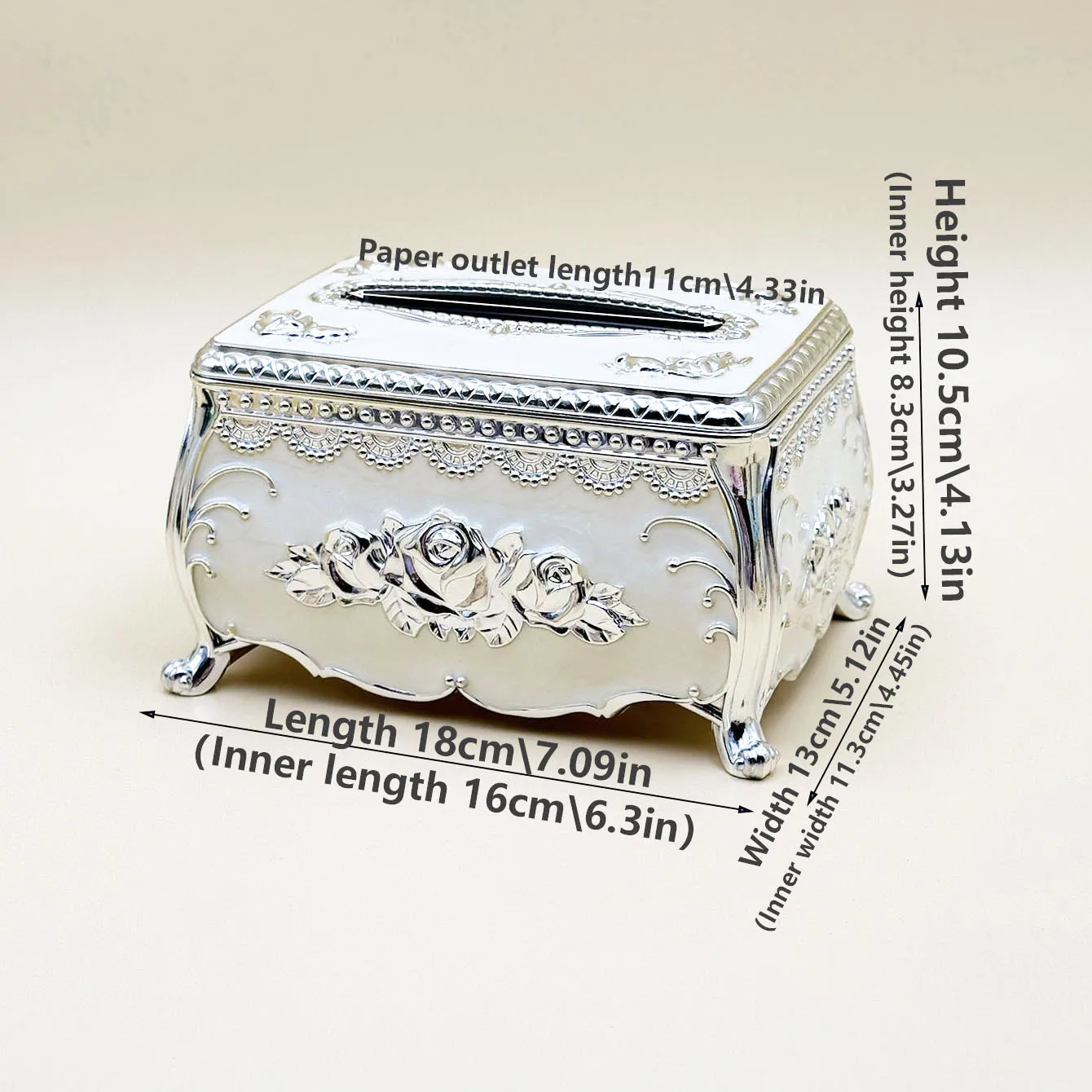 European Rose Tissue Box, Home Kitchen, Living Room, Bedroom, Dining Room Napkin Extraction Box, Desktop Decoration Storage Box
