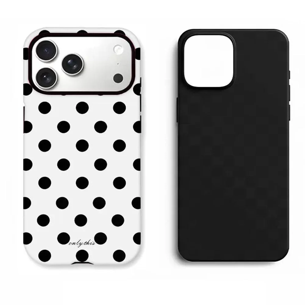 Modne i urocze etui na telefon w kropki do iPhone'a 17 16 15 14 13 12 11 X XS XR XSMAX Air Pro Max Plus, luksusowe, dwuwarstwowe. — zdjęcie produktu 4