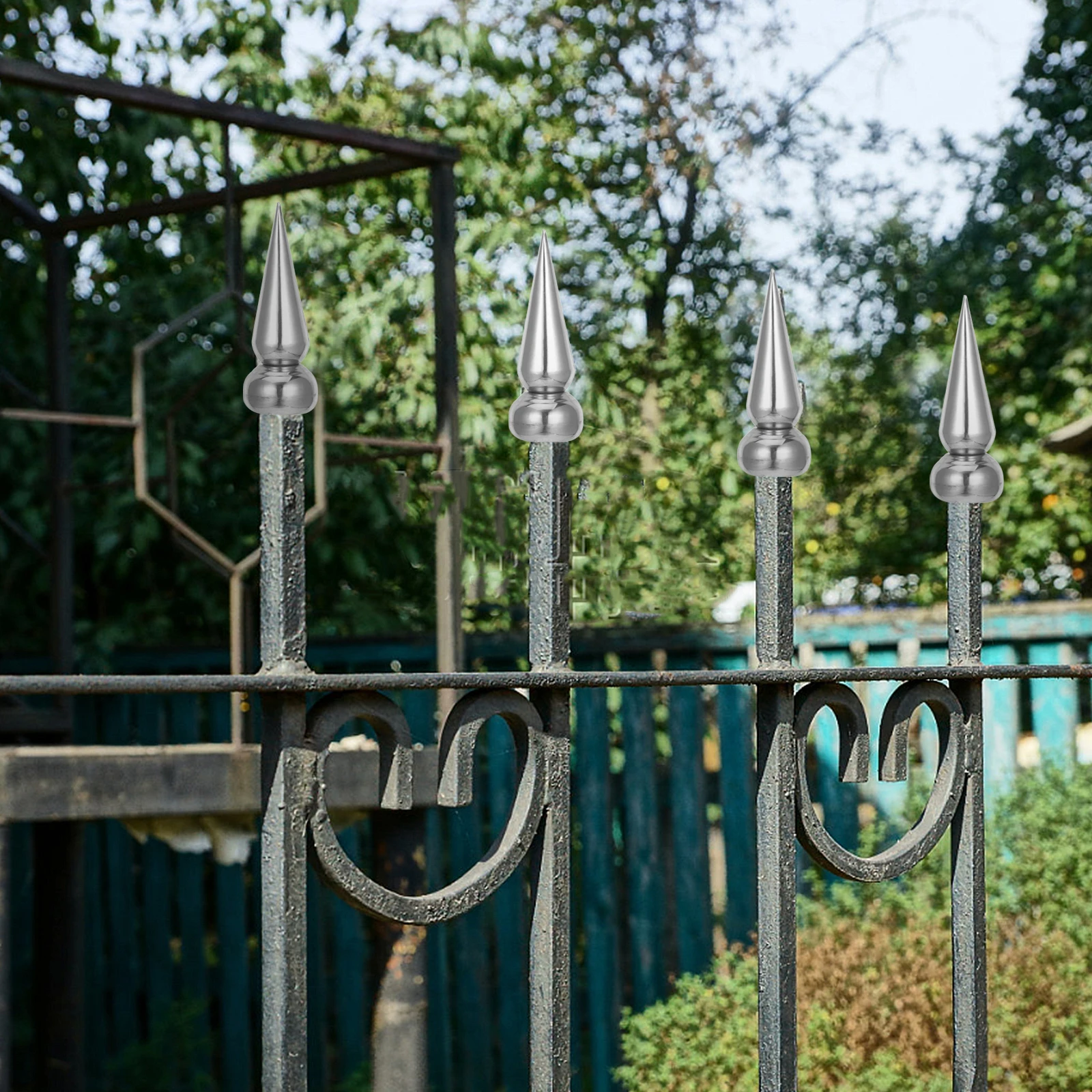 

4 Pcs Stainless Steel Cone 25mm Square Tube Fence Decorative Tips for Garden Balcony Gate Wall Railing Outdoor