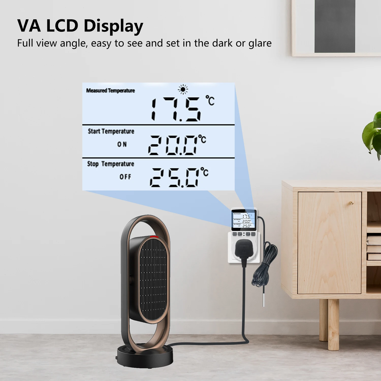 KT3100 AC 110-220V Timer Socket Thermostat Digital Temperature Controller EU Plug Outlet With Backlight Switch Heating Cooling