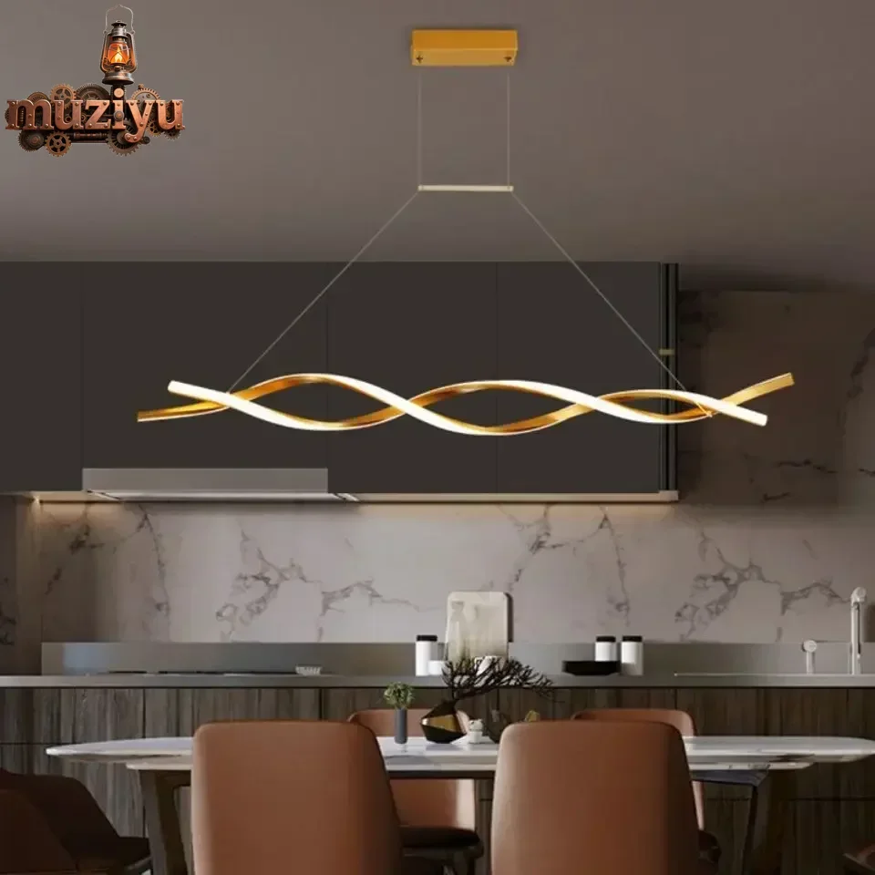 Muziyu Modern Rotate Led Pendant Lights Dimmable for Kitchen Island Table Dining Room Office Chandelier Decor Lighting Lusters F
