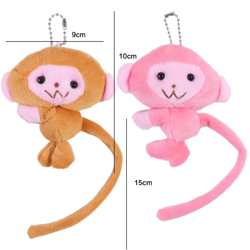 Long Tailed Monkey Doll Key Chain Bag Charm PP Cotton Monkey Pendant Stuffed Animal Cartoon Plush Monkey Backpack Pendant