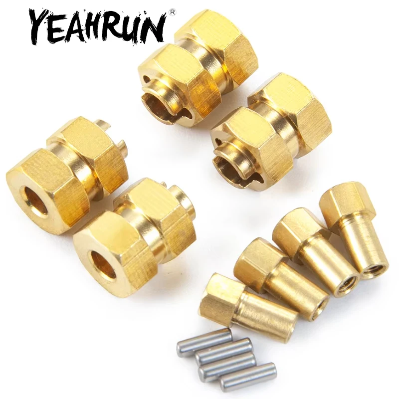 

YEAHRUN 4Pcs Brass Counterweight Wheel Hex Adapter For 1/24 RC Car Axial SCX24 90081 AXI00001 002 004 005 006