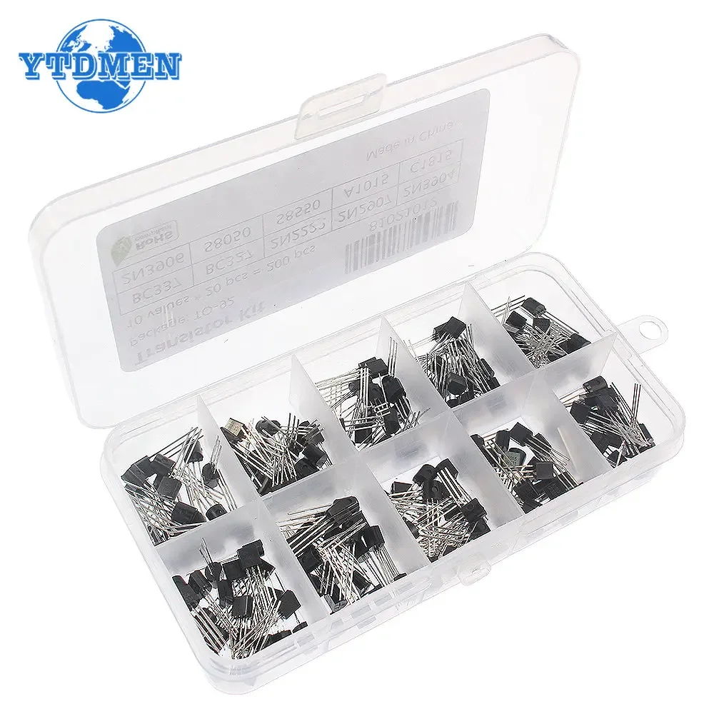 200PCS Transistor kit 10 Values TO-92 Transistor BC327 BC337 S8050 S8550 A1015 C1815 2N2222 2N2907 2N3904 2N3906 PNP NPN