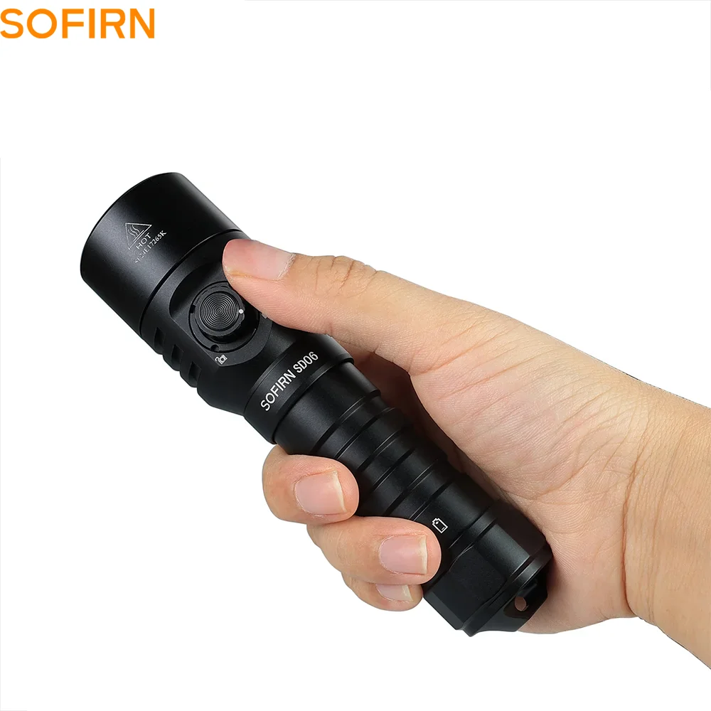 

Подводный фонарь Sofirn SD06 3200 лм с LED-светодиодом SFT70, перезаряжаемый, мощный, для дайвинга на глубину до 100 м, на аккумуляторе 21700.