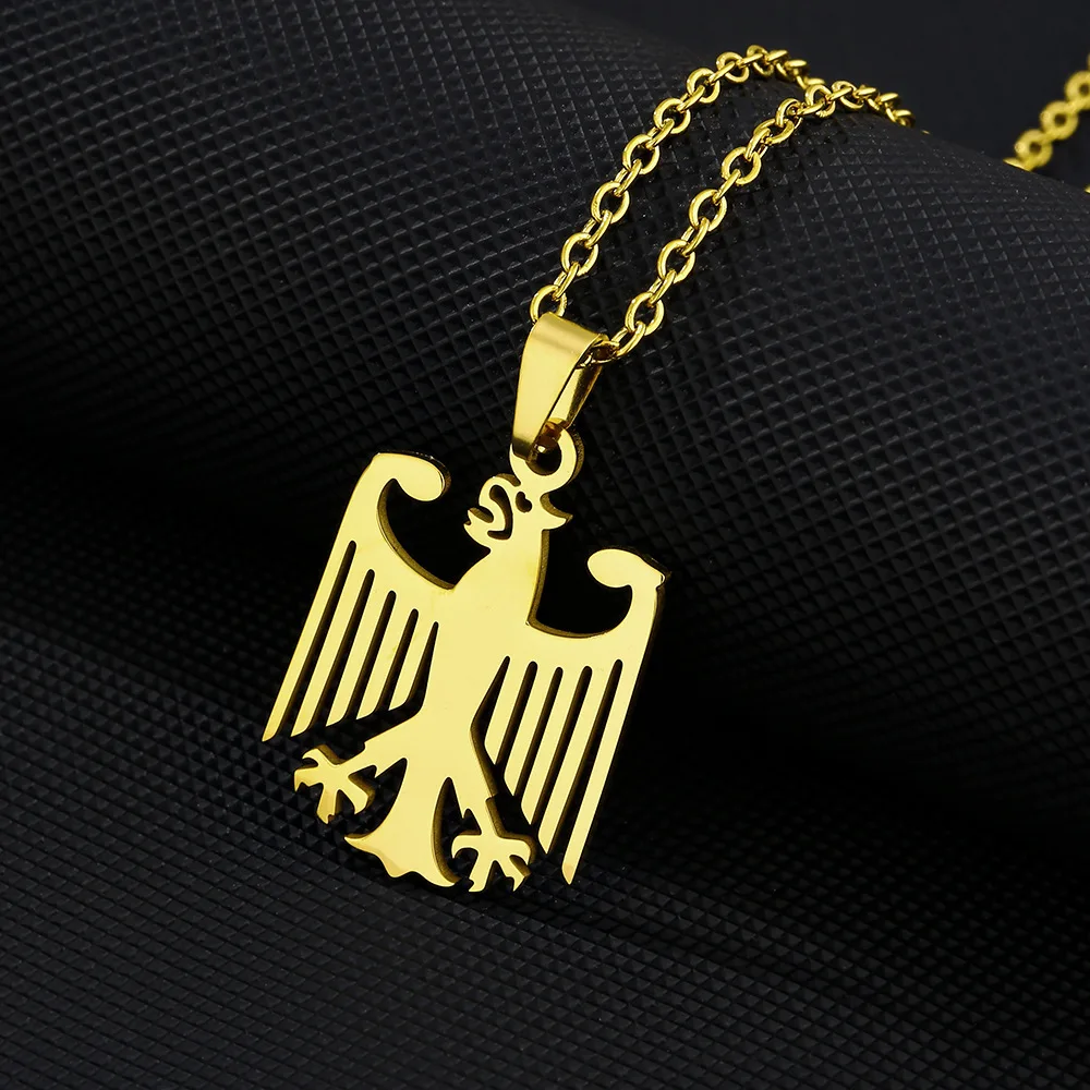 عبر الحدود نمط جديد مخصص الفولاذ المقاوم للصدأ الألمانية النسر الشعار الوطني زوجين قلادة قلادة سترة سلسلة