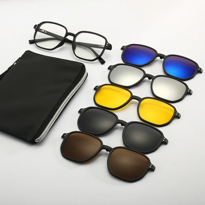 Magnet Sunshade Clip On Sun Glasses Polarized TR90 Sunglasses Women  High Quality Anti-Glare Female 5 In1 Come With Glasses Box