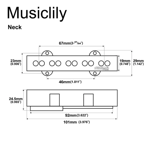 Imagen 2 del producto Wilkinson M-series WOJB5 Pastilla de puente de cuello de bobina única de cerámica de tono vintage de Gauss variable para bajo de jazz de 5 cuerdas