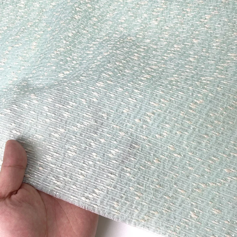 2Yards Fresh and elegant  Light green glossy textured striped spring-autumn Chanel-style woven fabric Suit jacket fabric