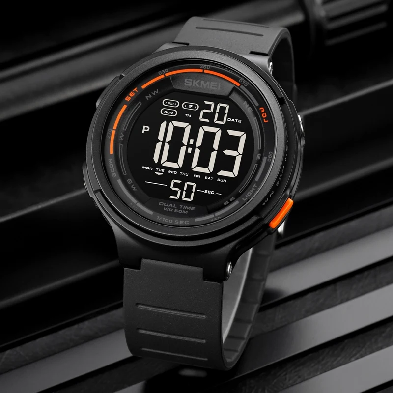 أزياء رجالي الرياضة الساعات الرقمية LED ضوء العد التنازلي للرجال النساء 5Bar للماء ساعات المعصم المنبه