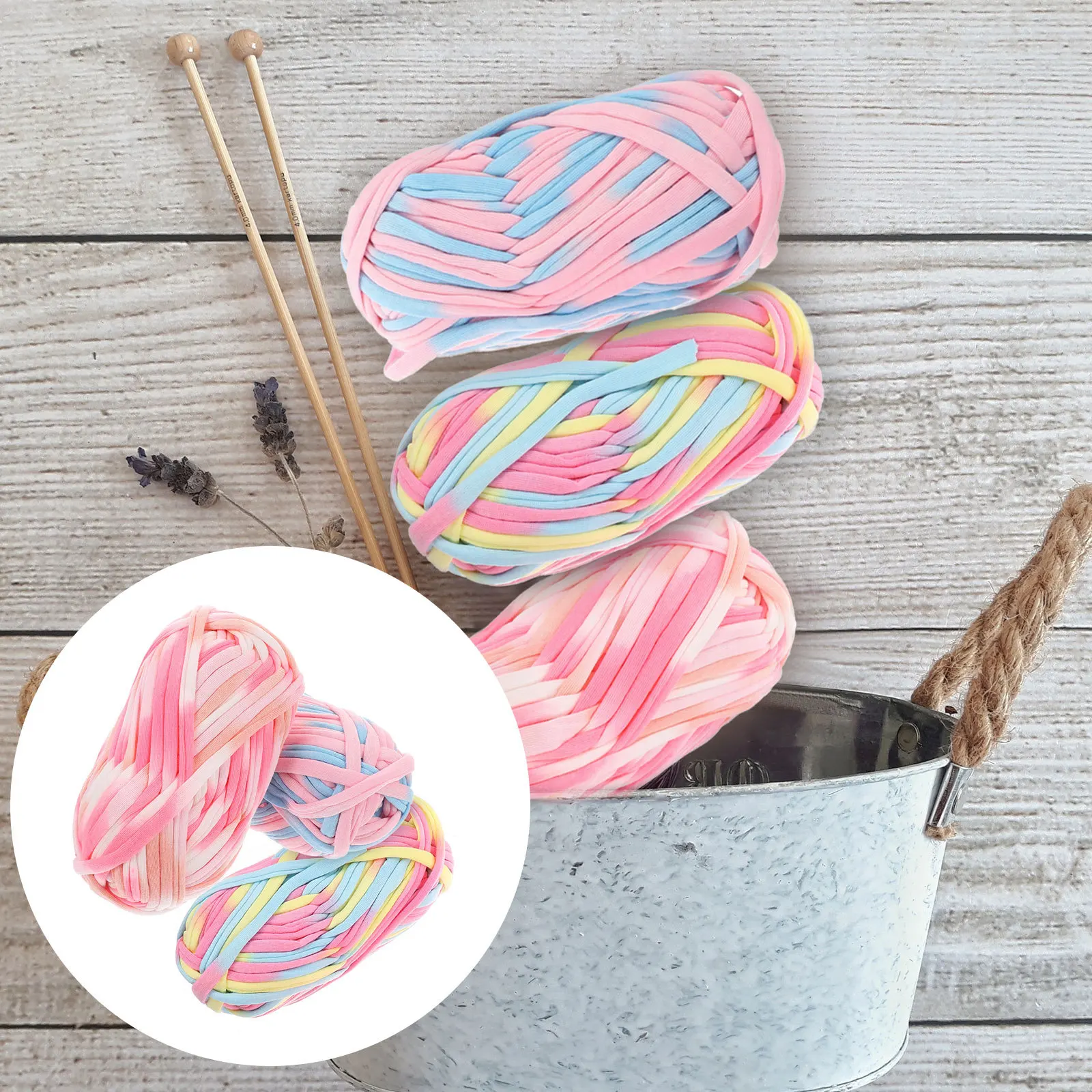 

3pcs 32 Meters Colorful Fabric Yarn Thick Soft Washable Knitting Crochet Scarf Hat Blanket Diy T-Shirt Yarn Handmade Craft