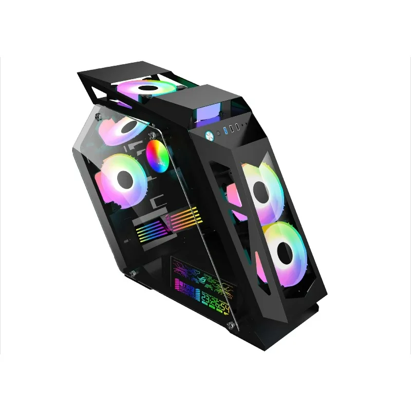 High-End Gaming PC Case w/LED Panel & Fans, Spacious for Optimal Cooling, Ideal Build