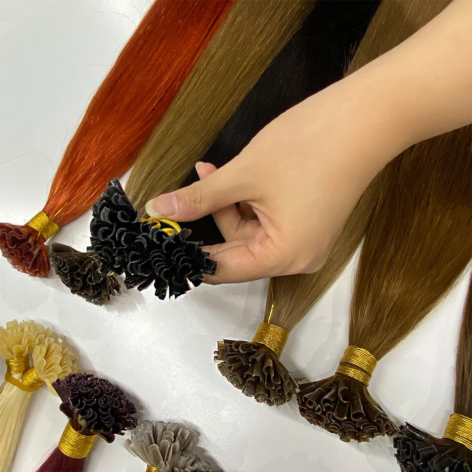 천연 실제 인간 퓨전 헤어 익스텐션 스트레이트 U 팁 헤어 익스텐션 45 그램/세트 케라틴 캡슐 브라운 블론드 컬러 18-30 인치