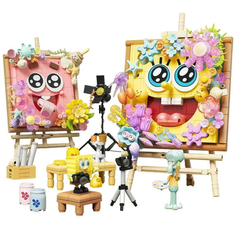 

SpongeBob SquarePants Squidward 3D Easel Scenes Building Blocks Assembled Model Educational Toy Cartoon Anime Doll Ornaments Toy