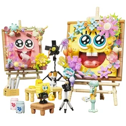 SpongeBob SquarePants Squidward 3D Easel Scenes Building Blocks Assembled Model Educational Toy Cartoon Anime Doll Ornaments Toy