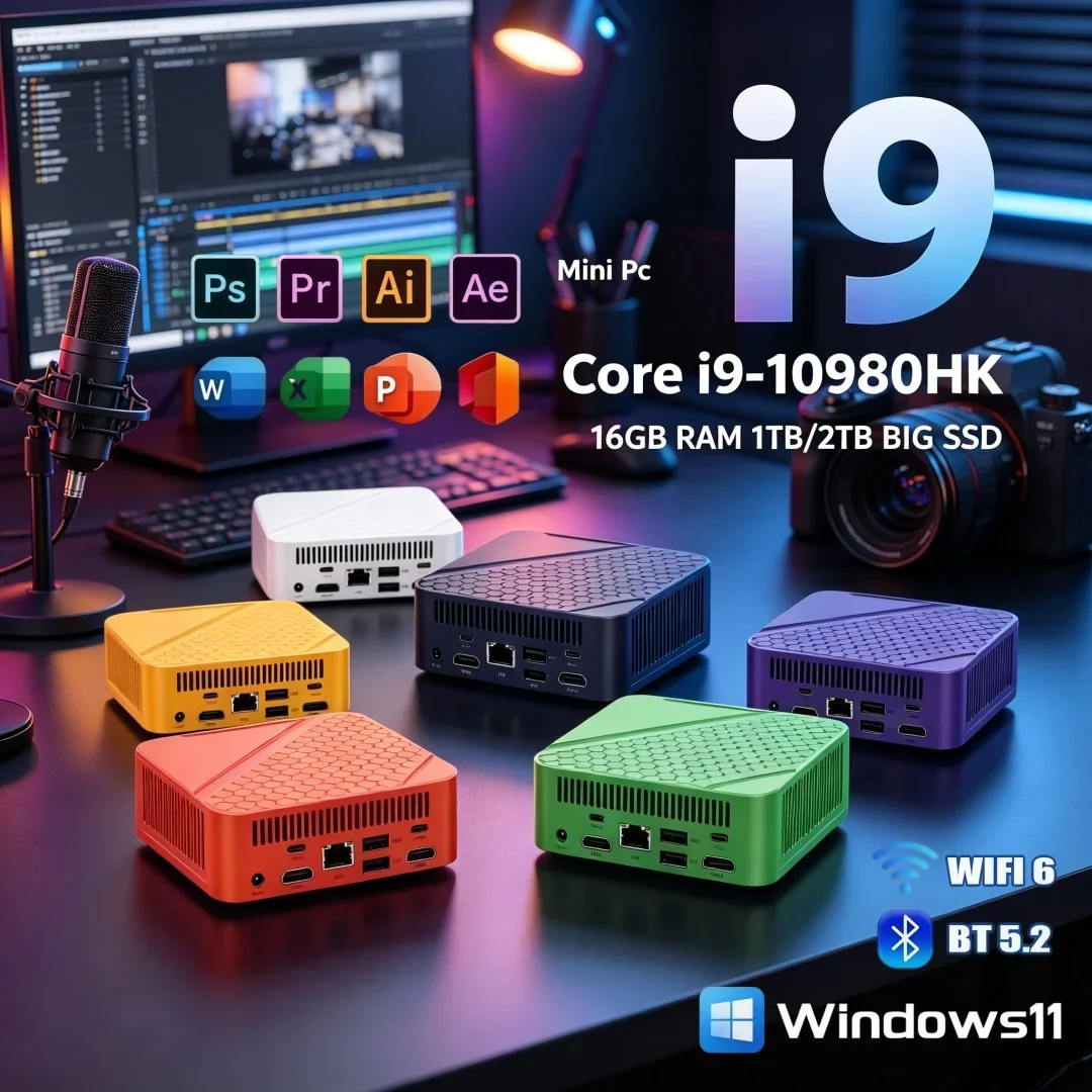 New Core I9 10980HK Stable Smooth Running Portable Mini Desktop PC 16GB RAM Big SSD WiFi6 BT5.2 Daily Office Mini Computer