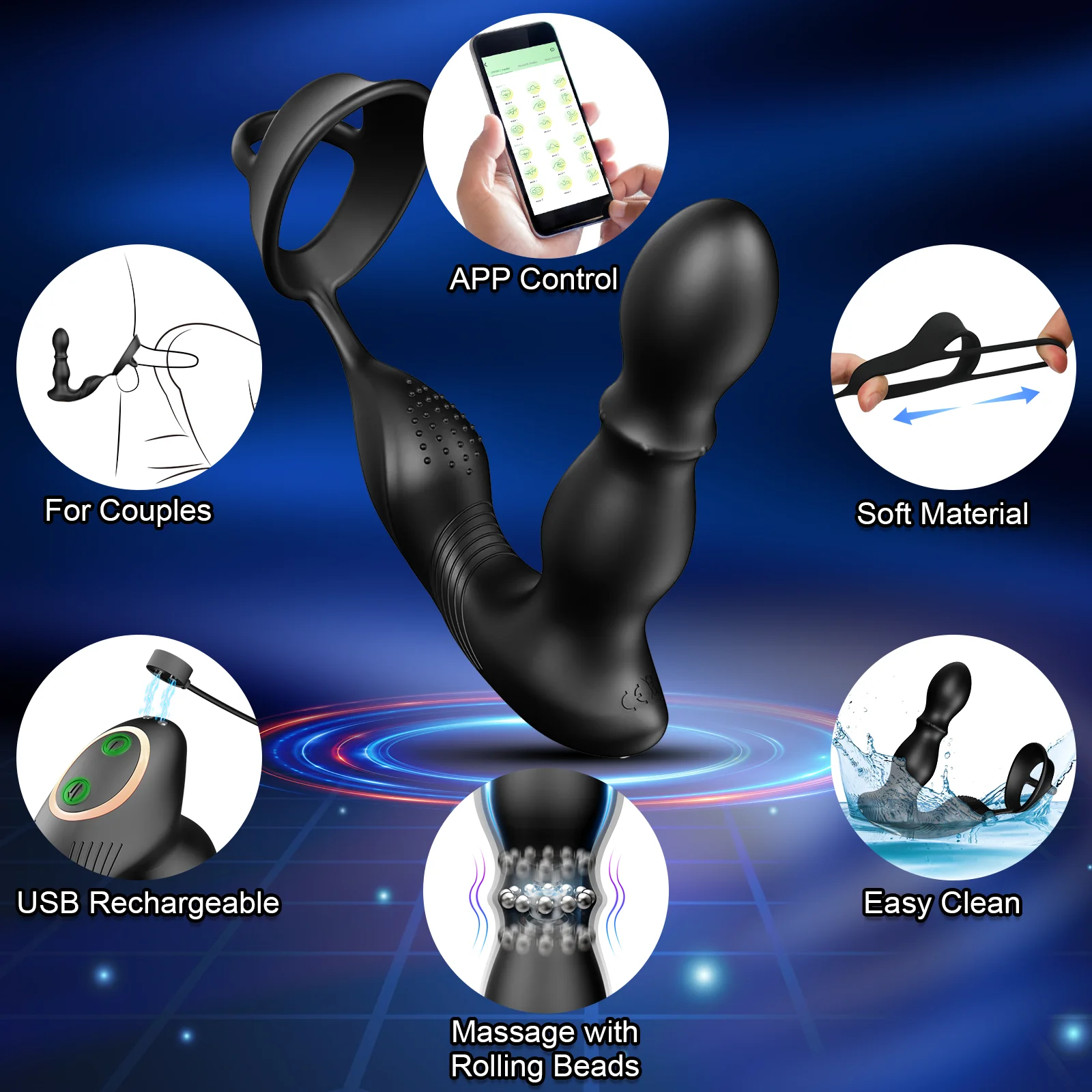 Male Thrusting Prostate Massager Bluetooth APP Vibrator for Men Gay Anal Plug Wireless Remote Butt Plug Sex Toy for Couples