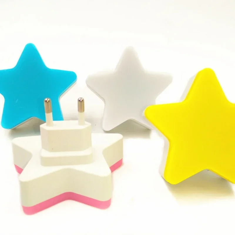 Cute Star LED Plug-in Night Light AC110-220V Timer Light Sensor Control Bedside Wall Lamp Baby Sleeping Light   Night