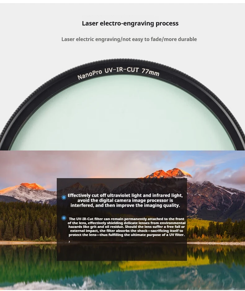 Haida NanoPro UV-IR-Cut beschichteter UV-Filter, IR Dual-Cut Rot/Anti-UV-Schutzlinse, ultradünne, hochauflösende Lichtdurchlässigkeit – Detail 5