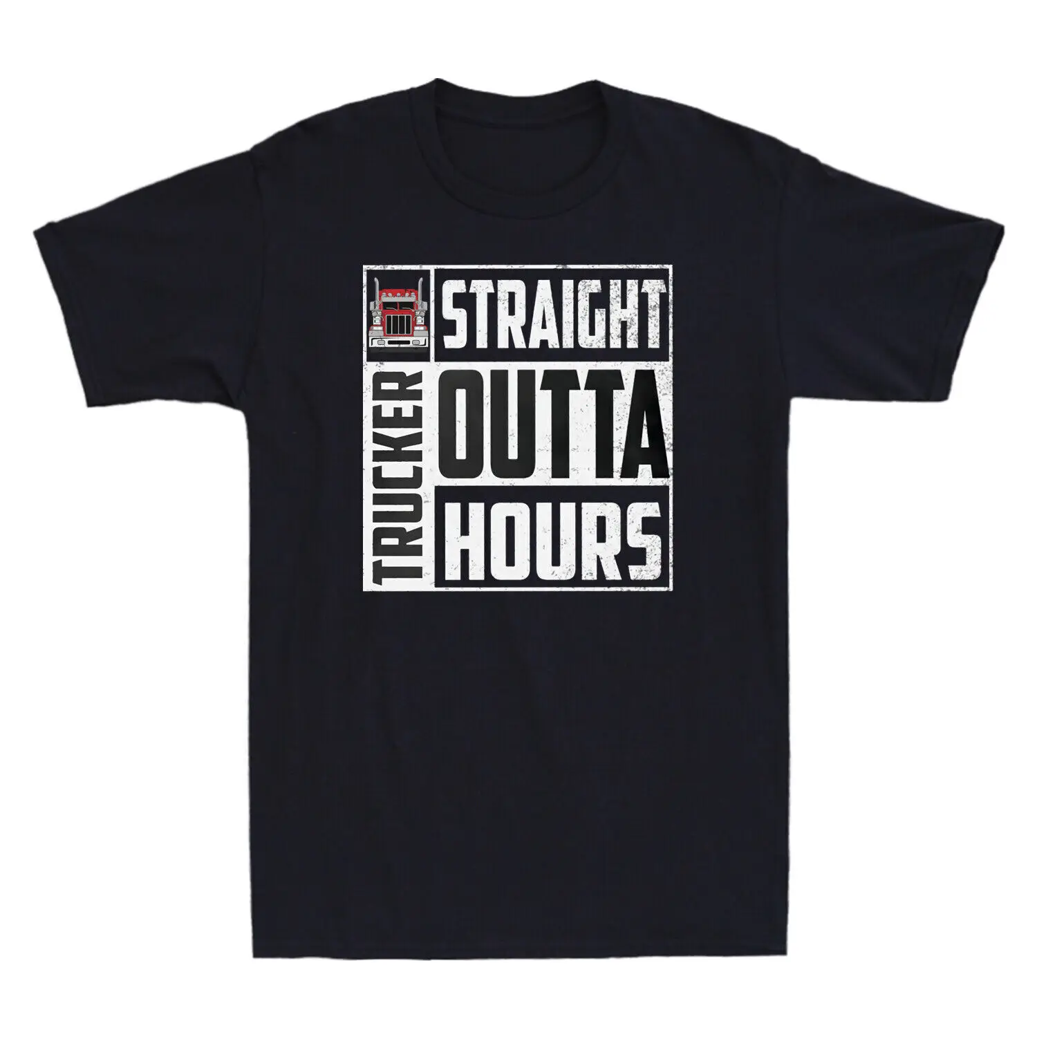 

Trucker Straight Outta Hours Vintage Men's T-shirt Funny Truck Driver Gift Shirt