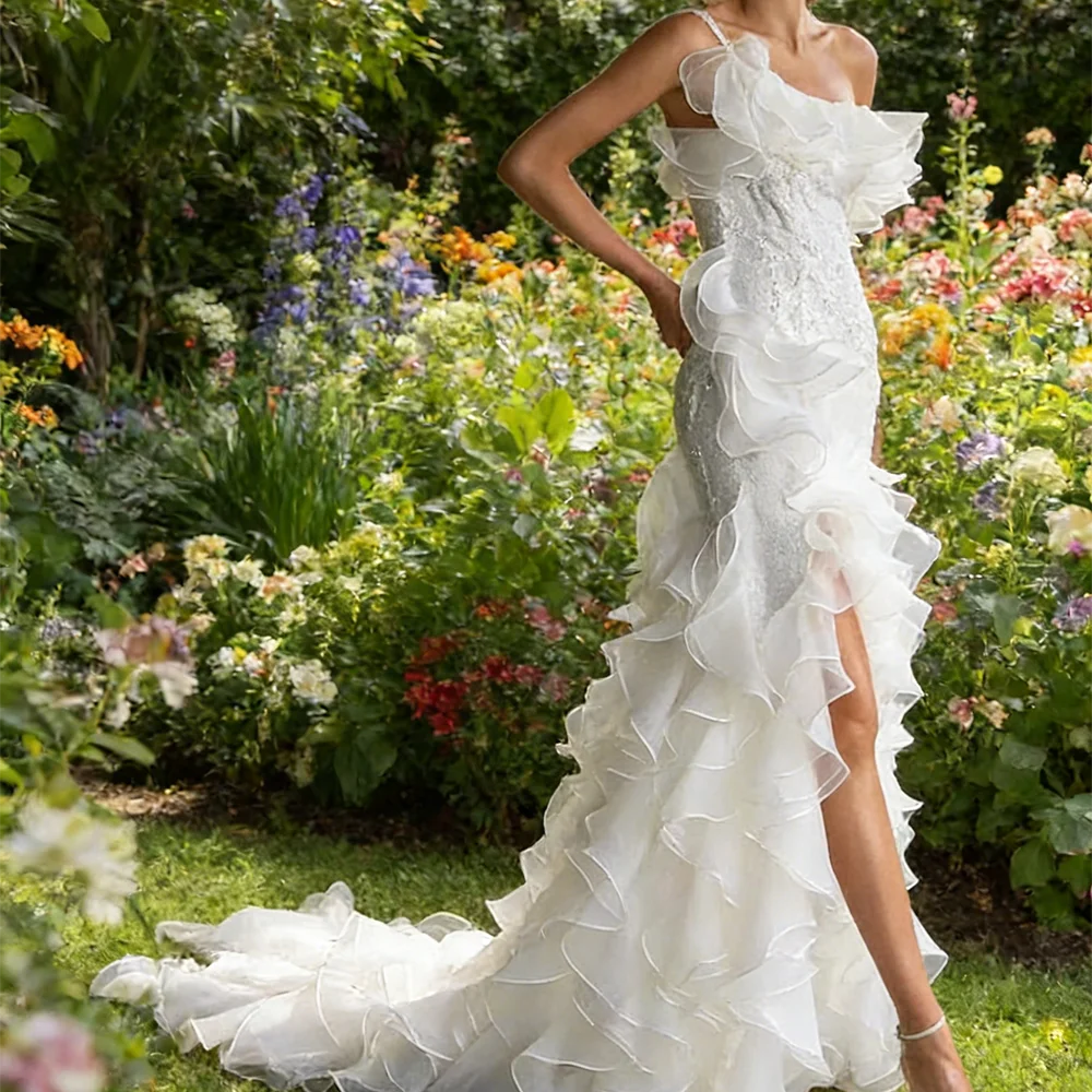 

Элегантные свадебные платья трапециевидной формы без рукавов с оборками на тонких бретельках, свадебные платья по индивидуальному заказу